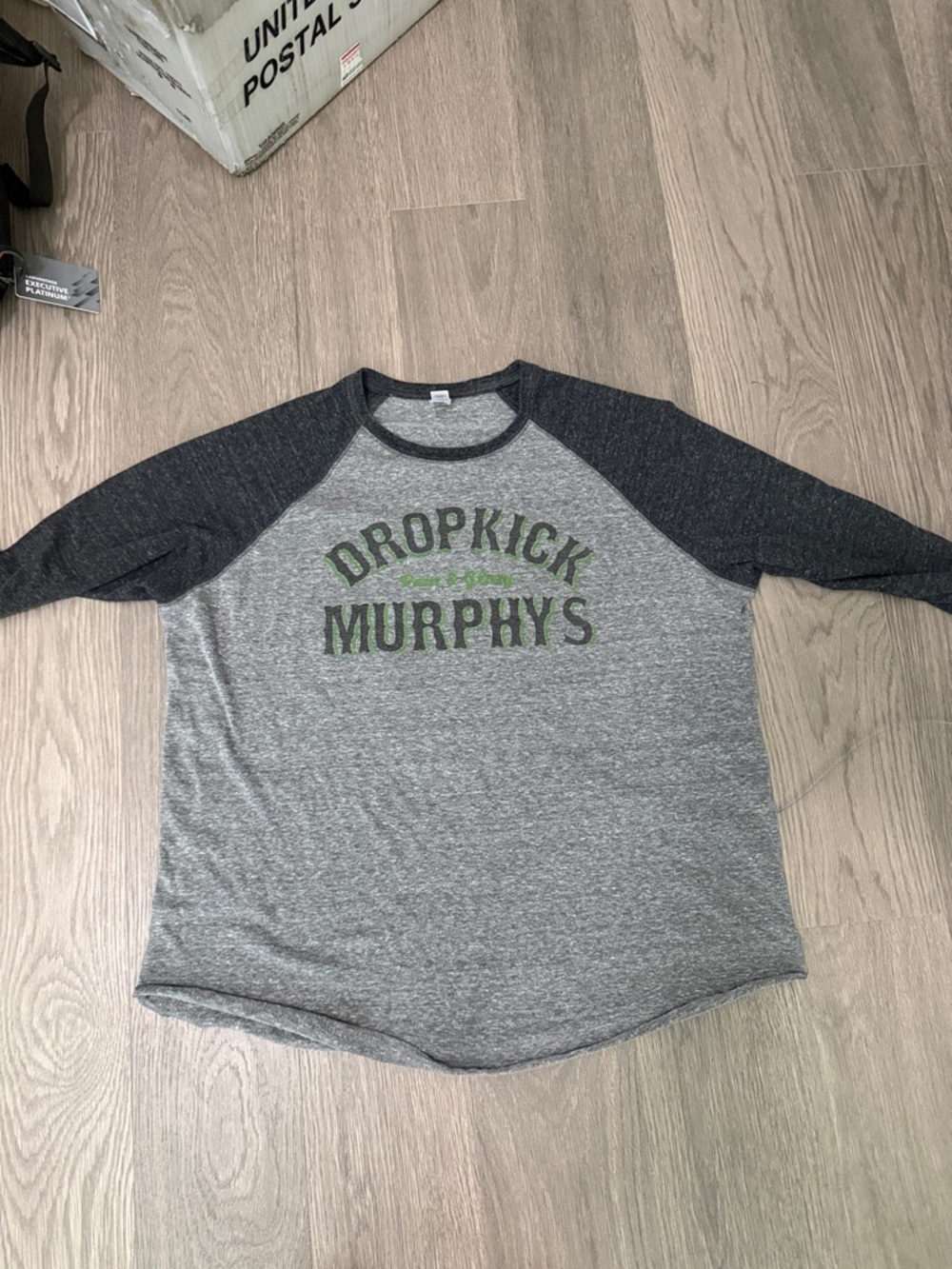 Dropkick Murphys Raglan Baseball Tee - Gray with Black Sleeves